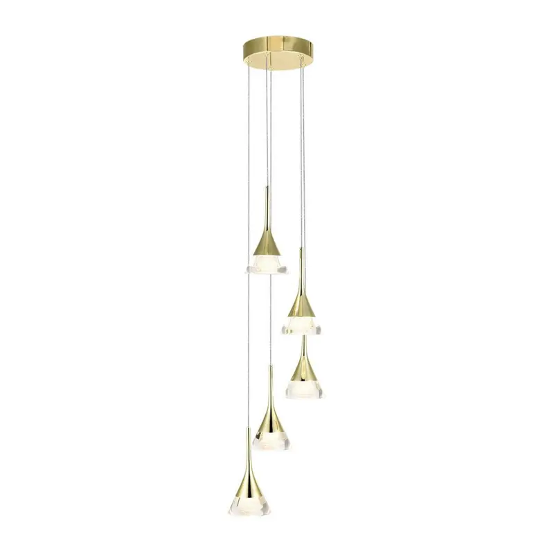 Vonn Amalfi 5-Light Led Chandelier With Tapered Cone Shades – Warm Gold Finish 1