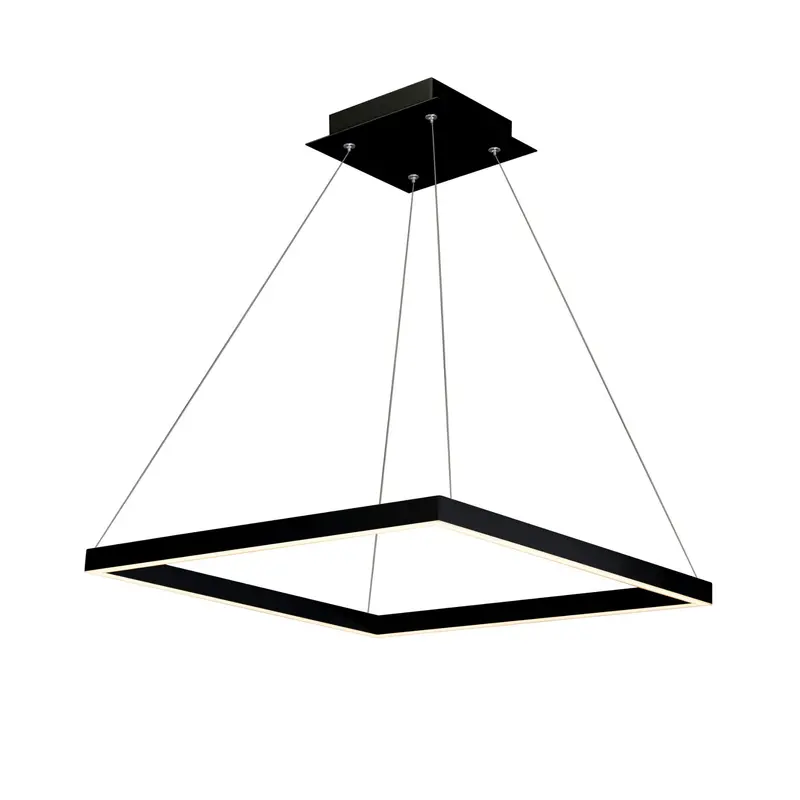Vonn Atria 20-Inch Contemporary Square Led Chandelier With Height Adjustment – Black Finish 1