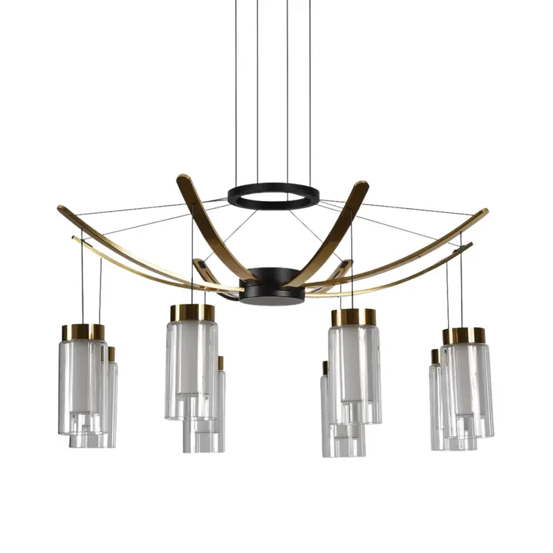 Vonn Genoa 24-Inch Black Led Chandelier Featuring Eight Glass Shades 1