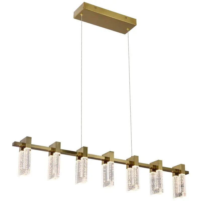 Vonn Sorrento 40-Inch Antique Brass Led Linear Chandelier With Seven Glass Shades 1