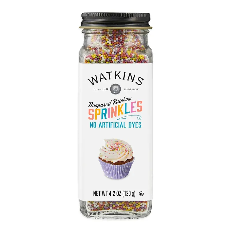 Watkins Rainbow Nonpareils – Crunchy, Colorful Decorating Sprinkles (4.2 Oz Jar) 1