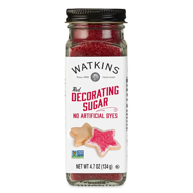 Watkins Ruby Red Sanding Sugar – Sparkling, Natural-Looking Baking Decorator (4.7 Oz) 1