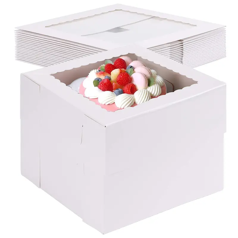 White Tall Pastry Box With Viewing Window – 8" X 8" X 8" 1