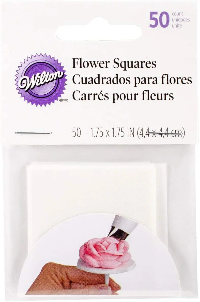 Wilton 1.75" Pre-Cut Flower-Shaped Sugar Craft Squares (50-Pack) 1