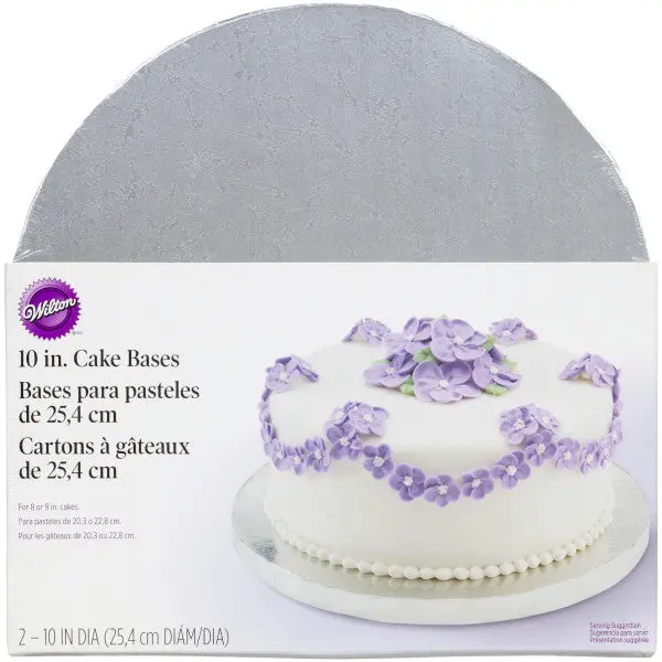 Wilton 10-Inch Metallic Cake Bases – 2-Count Support Platters 1