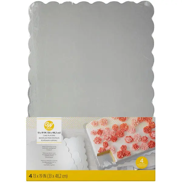 Wilton 13 X 19-Inch Metallic Rectangular Cake Platters – 4-Pack Serving Trays 1