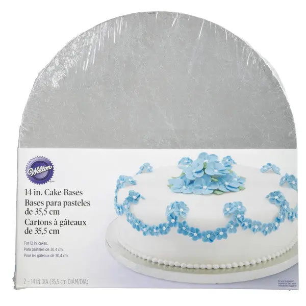 Wilton 14-Inch Silver Round Cake Boards – 2-Pack For Layered Cakes 1