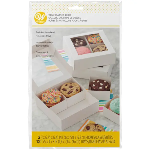 Wilton 4-Compartment Bakery Boxes With Clear Windows & Dividers – 3-Pack 1