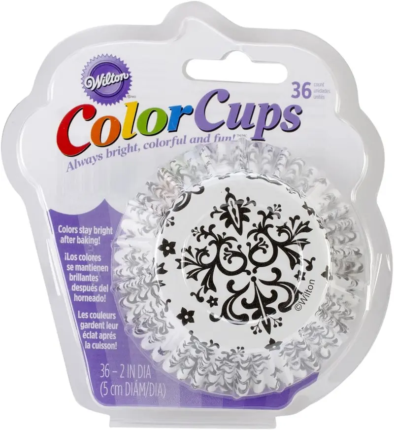 Wilton Black & White Damask Colorcups – 36-Count Standard Baking Liners 1