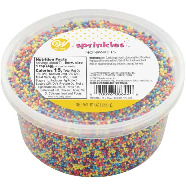 Wilton Bright Pastel Nonpareils – 10 Oz Bulk Decorative Sprinkles Tub 1