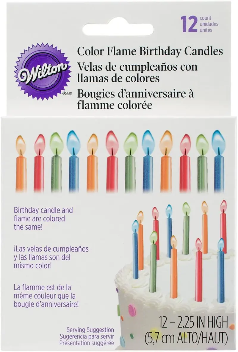 Wilton Color Flame Birthday Candles – 2-Inch, 12-Pack Vivid Assortment 1