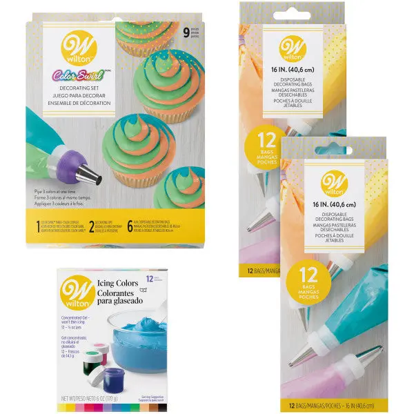 Wilton Color Swirl Coupler Cupcake Kit – 23-Piece Multi-Color Frosting System With Tips 1