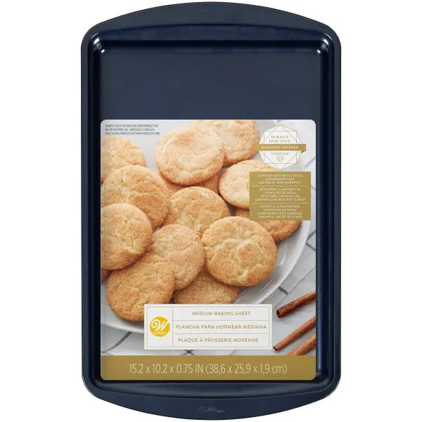 Wilton Diamond-Infused Navy Blue Medium Baking Sheet – 15.2 X 10.2-Inch Non-Stick Tray 1