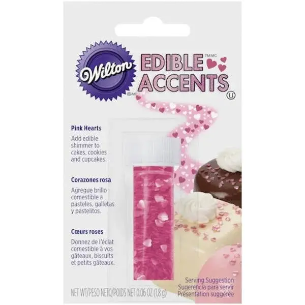 Wilton Edible Pink Heart Glitter – Sparkling Cake Decoration 1