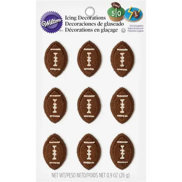 Wilton Football-Shaped Icing Decorations (9-Piece Sports Theme) 1