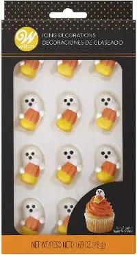 Wilton Ghost-Shaped Royal Icing Candy – Candy Corn-Adorned Halloween Treat 1