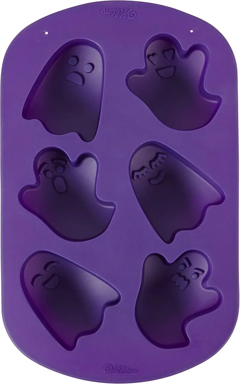 Wilton Halloween Ghost Silicone Baking Mold – 6-Cavity Non-Stick Cake Or Candy Former 1