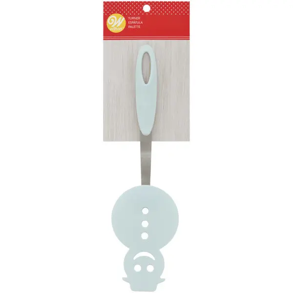 Wilton Light Blue Snowman Turner – Ergonomic Metal & Silicone Handle 1