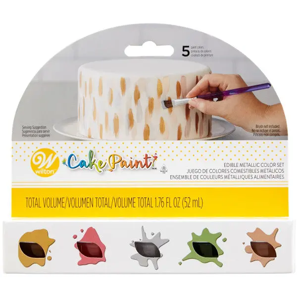 Wilton Metallic Cake Paint Set – 5-Piece Gold, Silver, Copper, Red & Green Kit 1