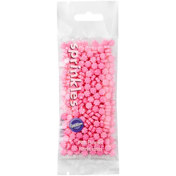 Wilton Pink Flower Sprinkles – 1.1 Oz Floral-Themed Dessert Pouch 1