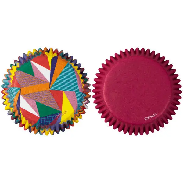 Wilton Pop Art Triangle & Solid Purple Cupcake Liners – 75-Pack 1