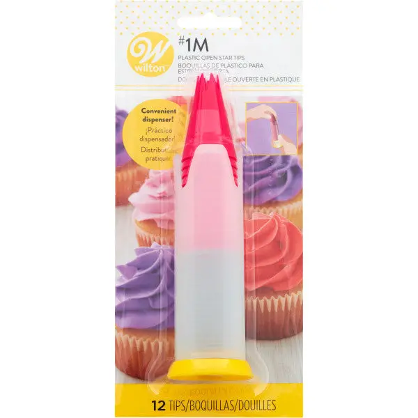Wilton Pop-Up Piping Tip Dispenser With 12 Disposable Tips – Features 1M Star Tip 1