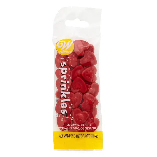 Wilton Red Jumbo Heart Sprinkles – 1.1 Oz Festive Dessert Decoration Pouch 1