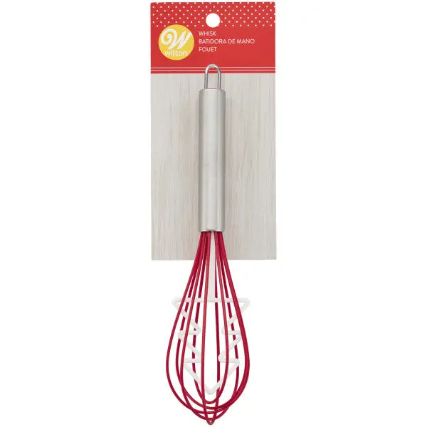 Wilton Red & White Christmas Tree Silicone Whisk With Stainless Steel Handle 1