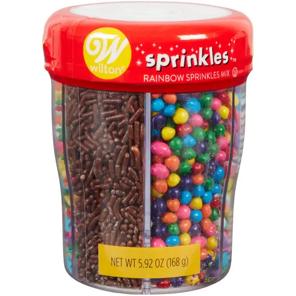 Wilton Rotating 6-Cell Rainbow Sprinkles Set – 5.92 Oz Vibrant Mix 1