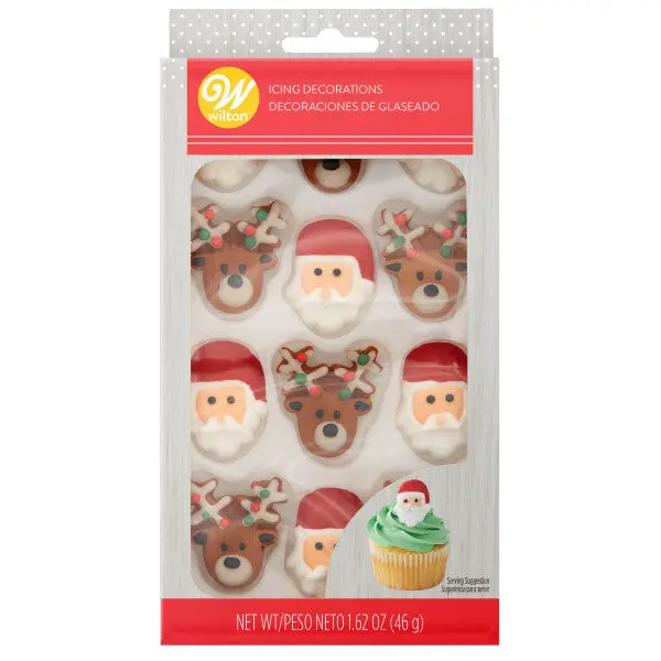 Wilton Santa & Reindeer Royal Icing Accents – 12-Piece Festive Collection 1