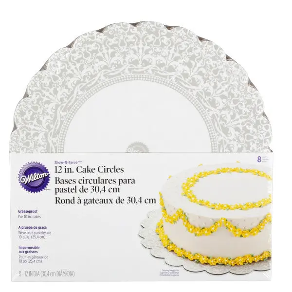 Wilton Show-N-Serve Lace-Embossed 12-Inch Round Cake Circles – 8-Pack 1