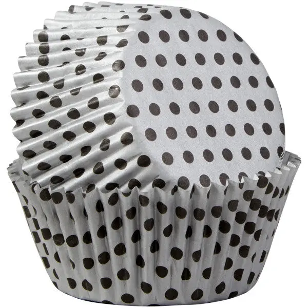 Wilton Silver & Black Dot Foil Cupcake Liners – 50-Pack 1