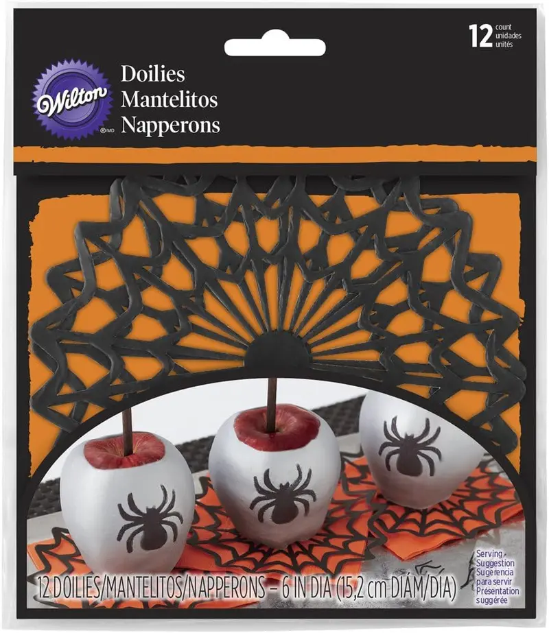 Wilton Spider Web Paper Doilies – 6-Inch Halloween Decorative Liners (12-Pack) 1