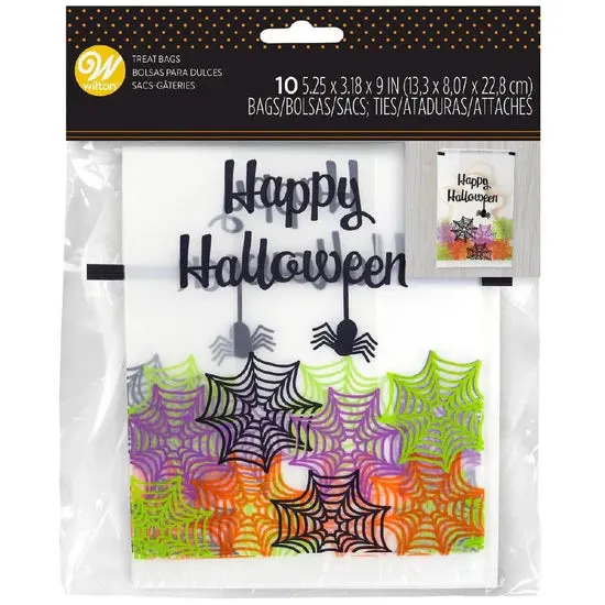 Wilton Spiderweb Resealable Halloween Treat Bags – 10-Pack Fall-Themed Snack Pouches 1