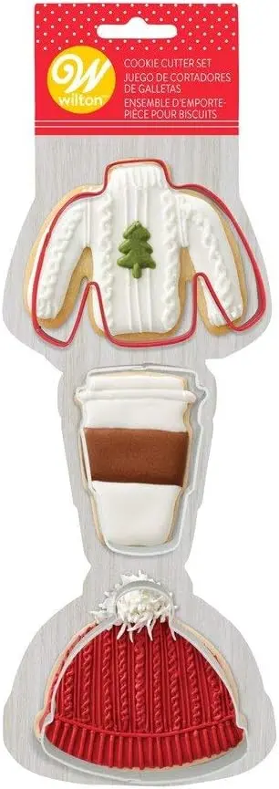 Wilton Sweater, Latte & Hat Cookie Cutter Trio – Seasonal Baking Tool Set 1
