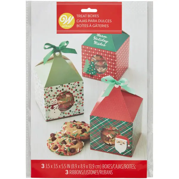 Wilton 'Warm Holiday Wishes' Printed Paper Treat Boxes – 3-Count 1