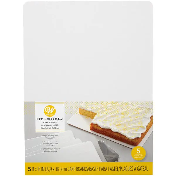 Wilton White Rectangular Cake Boards – 11 X 15 Inches (5-Pack) 1