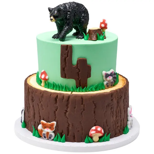 Woodland Black Bear Cake Topper – Handcrafted, Food-Safe Wooden Decoration 1