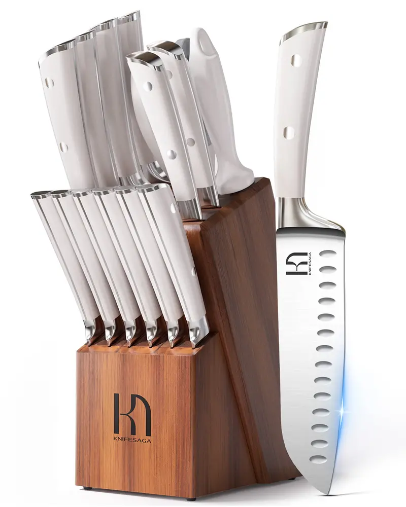 X3 Pro 15-Piece White-Handle Knife Set – Stylish And Functional Kitchen Kit 1